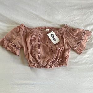 Love tree, Cropped Dusty Rose Boho Top, S
